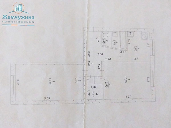 2-к квартира, 48 кв.м.