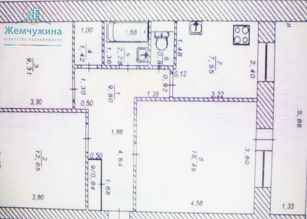 3-к квартира, 61 кв.м.