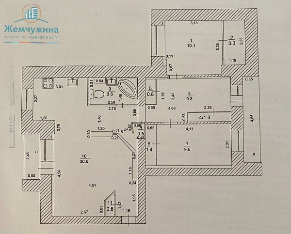 3-к квартира, 74 кв.м.