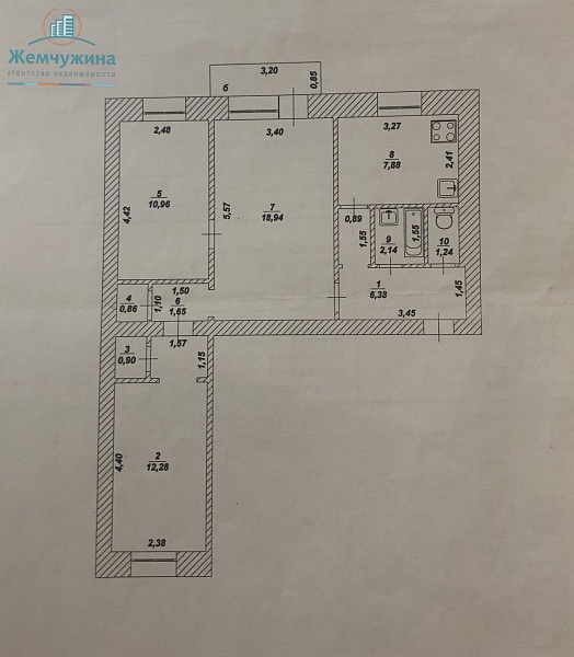 3-к квартира, 63 кв.м.