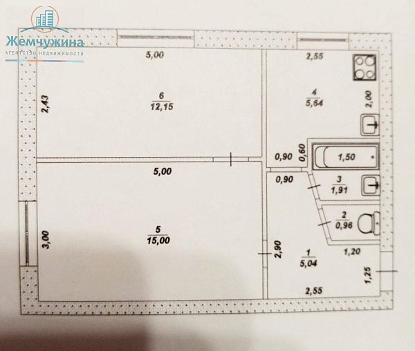 2-к квартира, 40 кв.м.