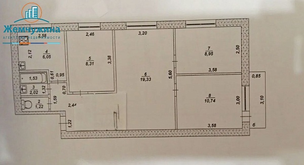 4-к квартира, 64 кв.м.